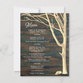 Menu Rustic Dark Wood Winter Tree Weddenschap (Voorkant)