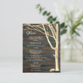 Menu Rustic Dark Wood Winter Tree Weddenschap (Staand voorkant)