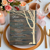 Menu Rustic Dark Wood Winter Tree Weddenschap