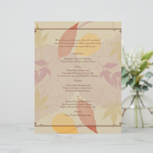 Menu Rustic Fall Leaves Wedding (Staand voorkant)