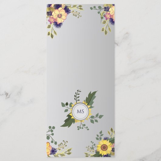 Menu Rustic Floral Paars Wedding (Achterkant)