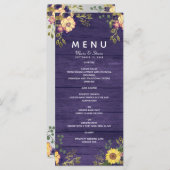 Menu Rustic Floral Paars Wedding (Voorkant / Achterkant)