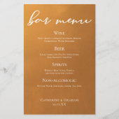 Menu Rustic Gold Earth Tone Fall Wedding Bar (Voorkant)