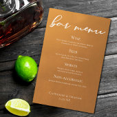 Menu Rustic Gold Earth Tone Fall Wedding Bar