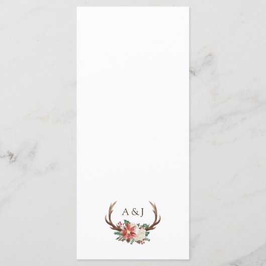 Menu Rustic Holiday Dinner Winter Wedding Table (Achterkant)