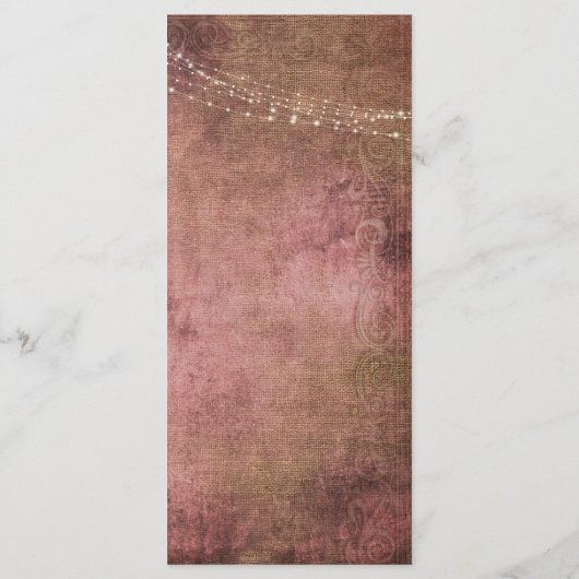  menu Rustic Pink/Burlap & Lights Wedding (Achterkant)