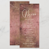  menu Rustic Pink/Burlap & Lights Wedding (Voorkant / Achterkant)