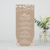 Menu Rustic Shabby Wedding | String Lights Lace (Staand voorkant)