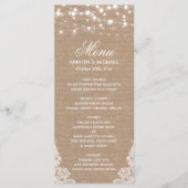 Menu Rustic Shabby Wedding | String Lights Lace (Voorkant)