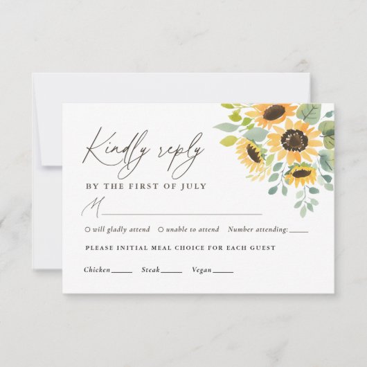 Menu Rustic Sunflower Wedding (Voorkant)