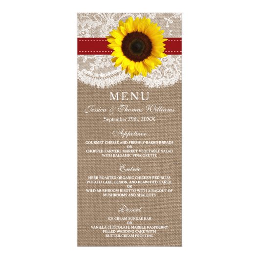 Menu Rustic Sunflower Wedding (Voorkant)