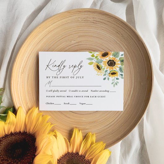 Menu Rustic Sunflower Wedding