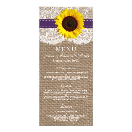 Menu Rustic Sunflower Wedding (Voorkant)