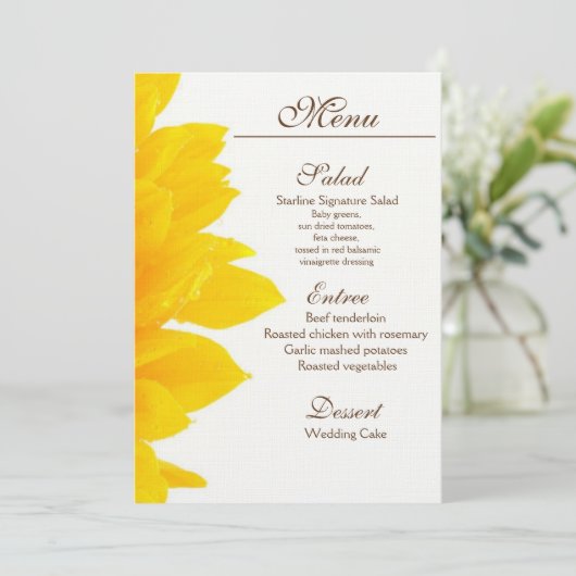 Menu Rustic Sunflower Wedding (Staand voorkant)