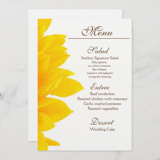 Menu Rustic Sunflower Wedding (Voorkant / Achterkant)