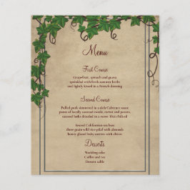 Menu Rustic Vineyard Barn Script Wedding