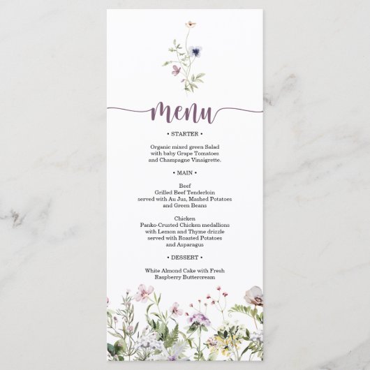 Menu Rustic Wildflower Vrijgezellenfeest (Voorkant)