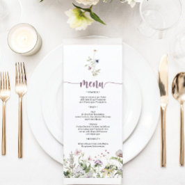 Menu Rustic Wildflower Vrijgezellenfeest