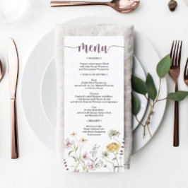 Menu Rustic Wildflower Wedding Vrijgezellenfeest