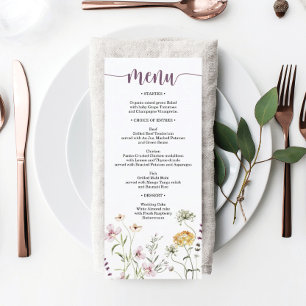 Menu Rustic Wildflower Wedding Vrijgezellenfeest
