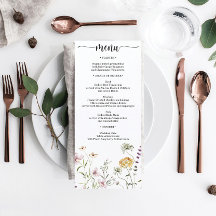 Menu Rustic Wildflower Wedding Vrijgezellenfeest