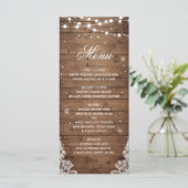 Menu Rustic Wood String Lights Lace Snowflakes (Staand voorkant)