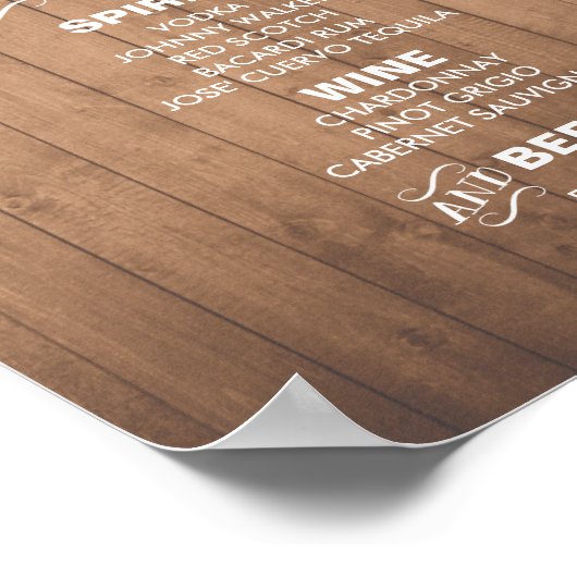 Menu Rustige balk | Bang van een bruiloft Poster (Hoek)