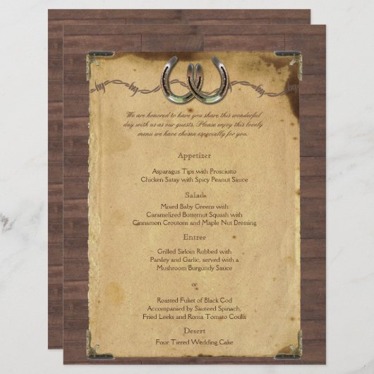 Menu Rustige Hoefijzers bruiloft (Voorkant / Achterkant)