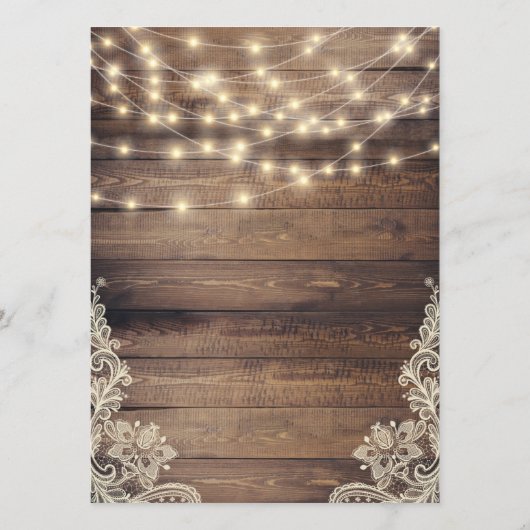Menu Rustige houten en String Lights (Achterkant)