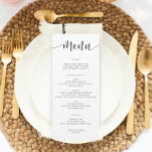 Menu Rustige kabelverbinding of Vrijgezellenfeest Kaart<br><div class="desc">Geef uw heerlijke menu weer op deze mooie kaarten - het perfecte formaat om op elk bord te plaatsen! In dit ontwerp staat een mooi scriptlettertype. Eenvoudig de levensmiddelen bewerken!</div>