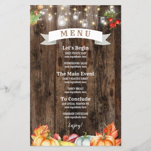 Menu Rustige Thanksgiving (Voorkant)