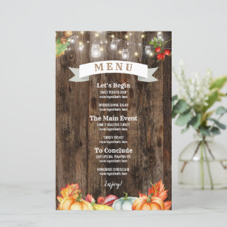 Menu Rustige Thanksgiving