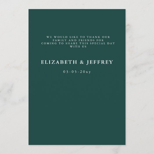 Menu Rustige Waterverf Pine Winter Wedding (Achterkant)