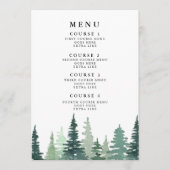 Menu Rustige Waterverf Pine Winter Wedding (Voorkant)