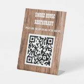 Menu Rustige Wood QR-code Reclamebord Met Voetstuk (Voorkant)