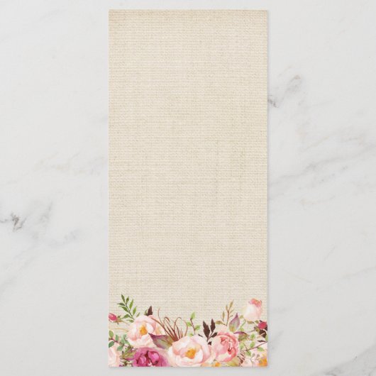 Menu Rustisch Land Floral Lace Burlap Wedding (Achterkant)