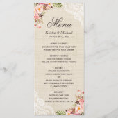 Menu Rustisch Land Floral Lace Burlap Wedding (Voorkant)