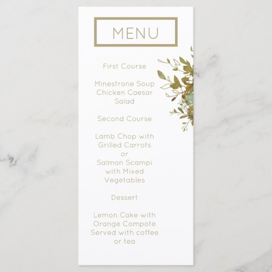 Menu Sage Green and Gold Modern Minimalist Wedding (Voorkant)