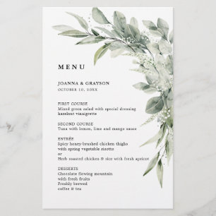 Menu Sage Green Eucalyptus Minimalist Weddenschap