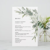 Menu Sage Green Eucalyptus Minimalist Weddenschap (Staand voorkant)