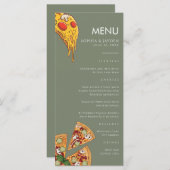 Menu Sage Green PIZZA Moderne Minimal Wedding (Voorkant / Achterkant)