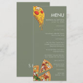 Menu Salie Groen PIZZA Modern Minimaal Huwelijk (Voorkant / Achterkant)