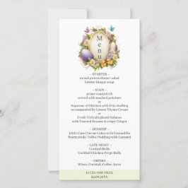 Menu Sample White & Green Easter Forest Wedding