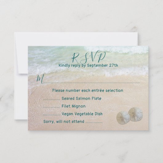 Menu Sand Dollars Reply Beach Background Afbeeldin Kaart (Voorkant)