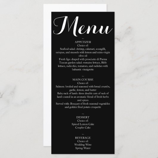 Menu - Script (Voorkant / Achterkant)