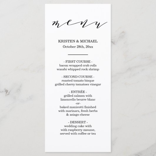 Menu Scripttypografie bruiloft (Voorkant)