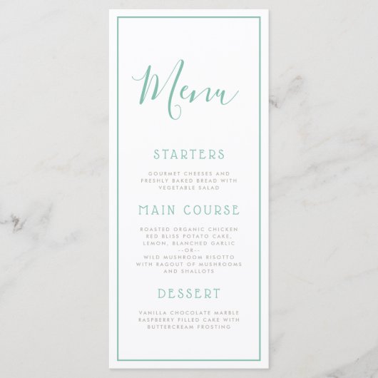 Menu Seafoam Blue Geometric Birthday Party (Voorkant)