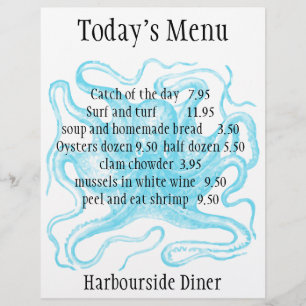 Menu Seafood restaurant