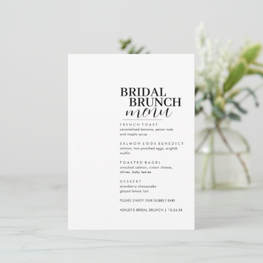 Menu Serif Minimal Text Bridal Brunch (Staand voorkant)