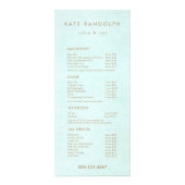 Menu Service voor Aqua Blue Salon Spa-prijslijst (Voorkant)